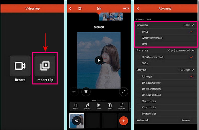 Videoshop How to Add Sharpen Video on Android
