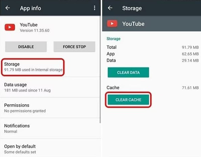 Clear Cache Youtube Android