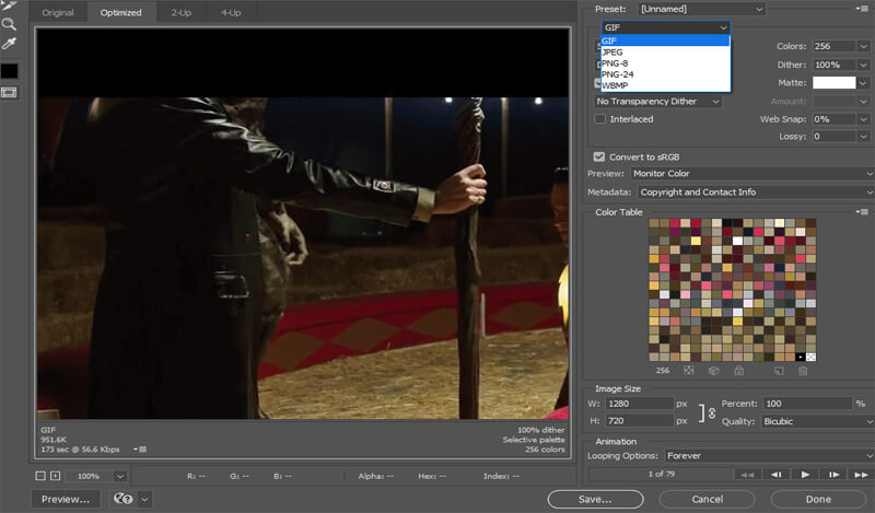 Photoshop exportar mov a gif