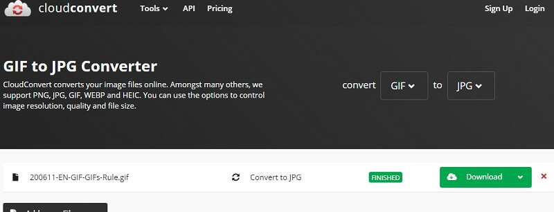 CloudConvert Convert GIF to JPG