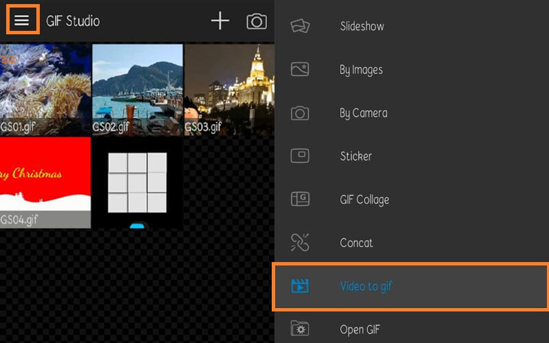 GIF Studio Accedi ai video alla funzione GIF