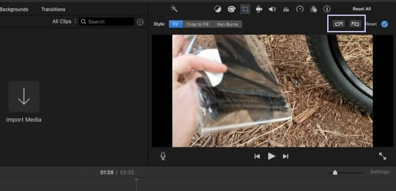 iMovie pe Mac Rotire video