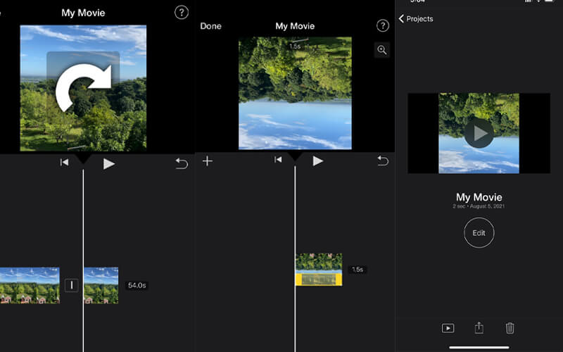 iMovie หมุนและบันทึกวิดีโอ