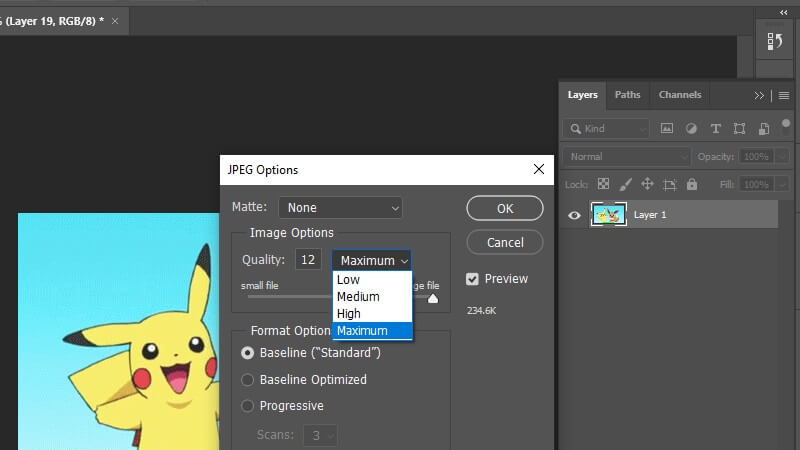 PhotoShop Configurați setările de format