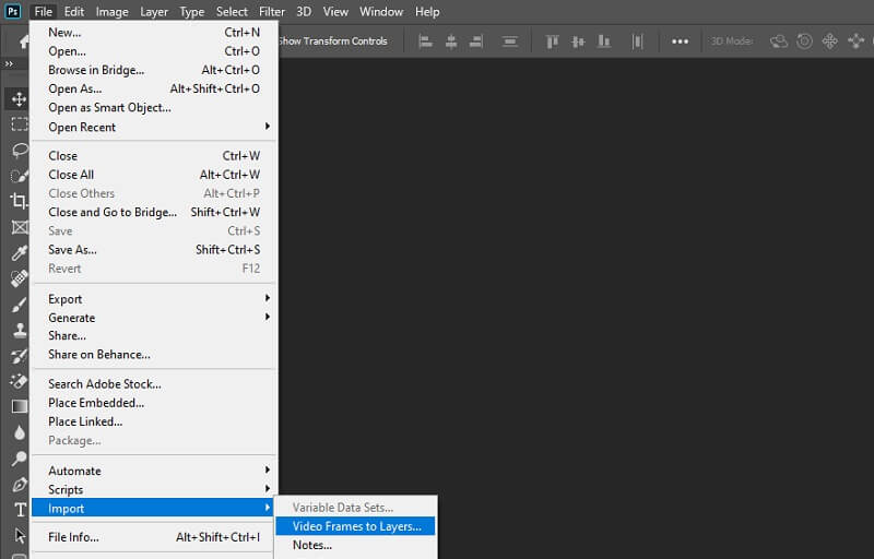 File Video Impor Pembuat GIF Photoshop