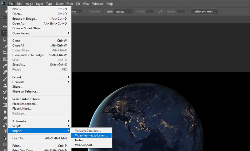 Photoshop นำเข้าวิดีโอ Mp4