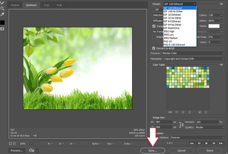 Photoshop Afbeeldingen opslaan als GIF