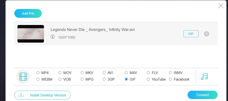Converteer AIV naar GIF