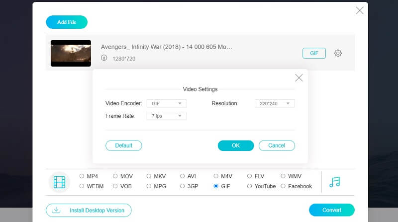 Vidmore Ücretsiz Çevrimiçi Video Dönüştürücü GIF Yapıcı