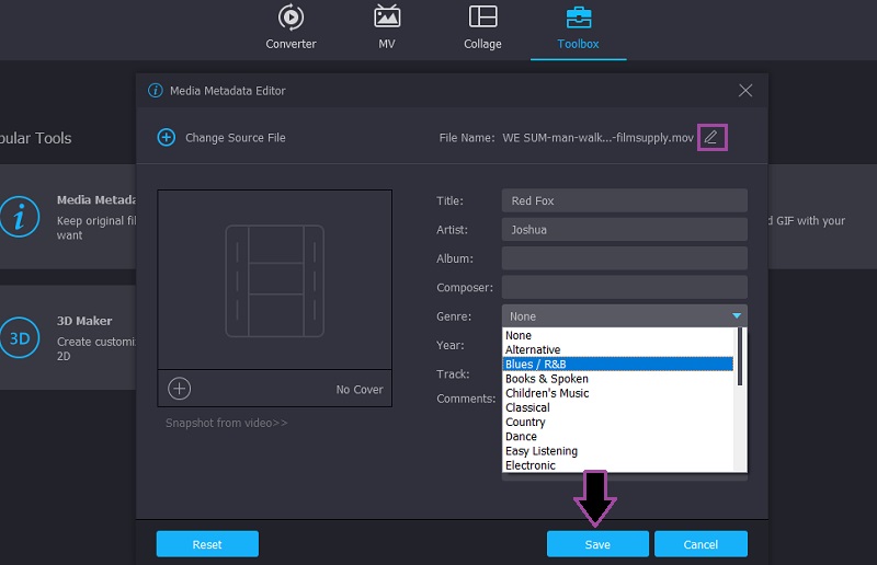 Vidmore VC Edit Metadata Dan Simpan