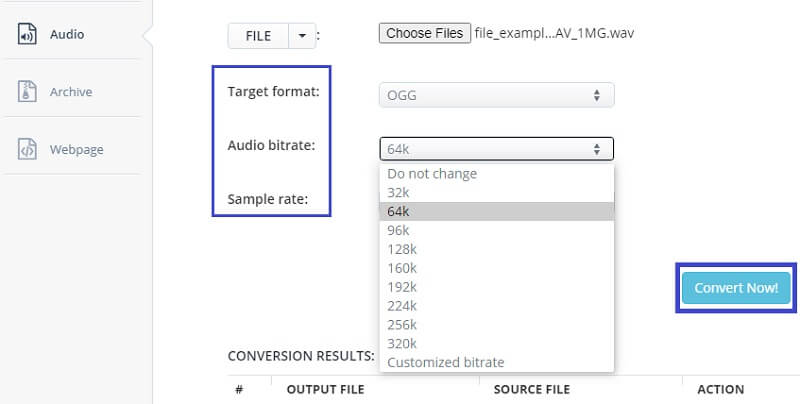 Aconvert Convert WAV File WAV To OGG