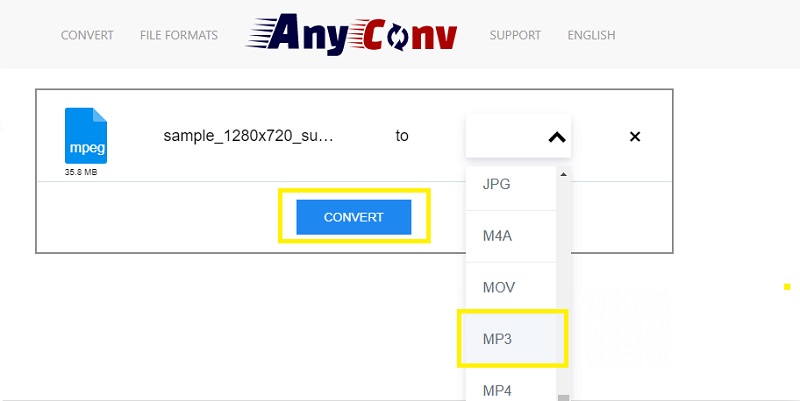 AnyConv Converter arquivo MPEG para MP3