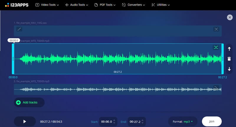 Audio Joiner Interface Giao diện Trình chỉnh sửa âm thanh