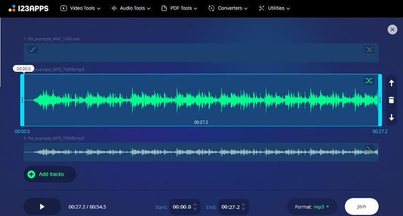 Audio Joiner Interface Audio Editor