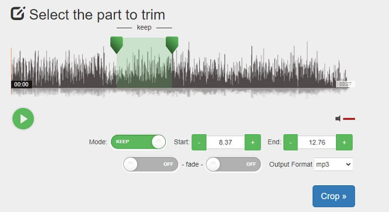 Audio trimer sučelje Glazbeni rezač