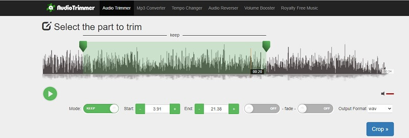 Audio Trimmer Interfejs do przycinania MP3 Audio Trimmer