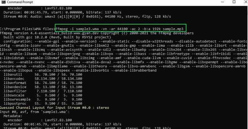 Arahan Perintah Tukar Fail WMA Ke MP3