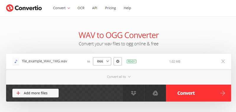 Convertio Interface WAV -konverter