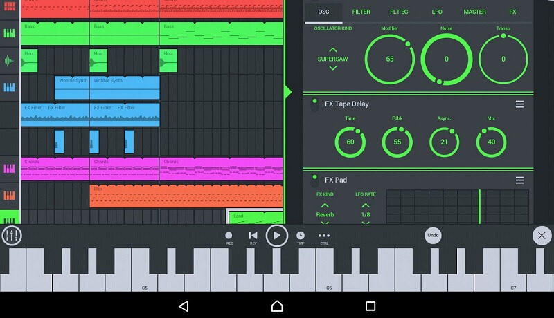 FL Studio mobiele interface muzieksnijder