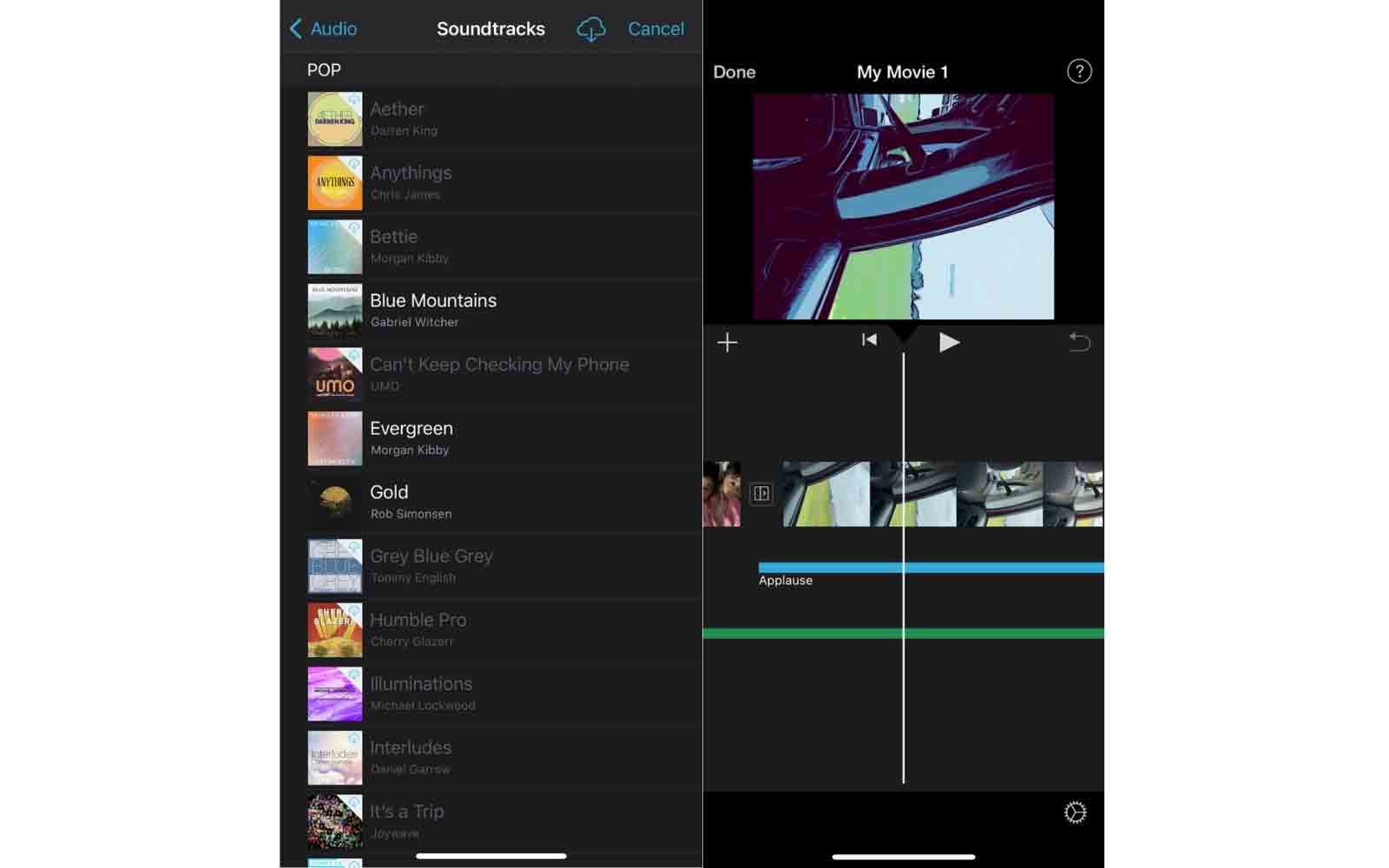 iMovie 音频混合器