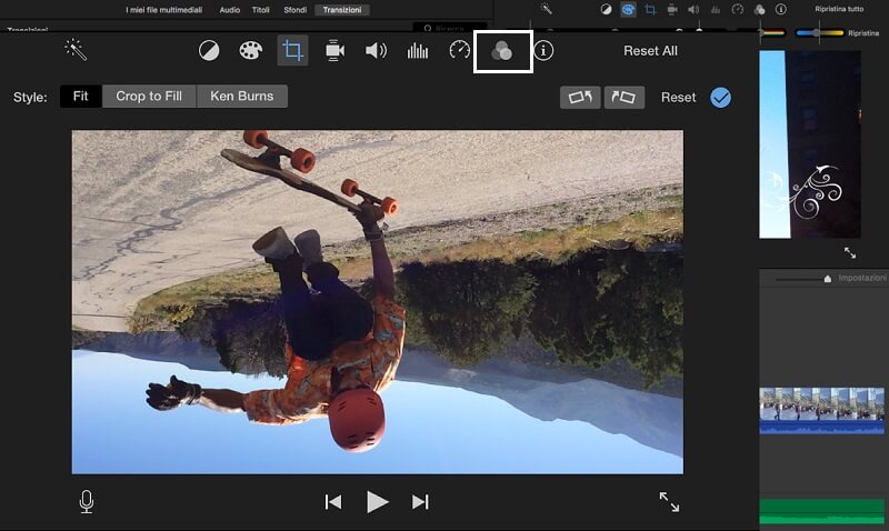 Video de selfie grabado en espejo de iMovie