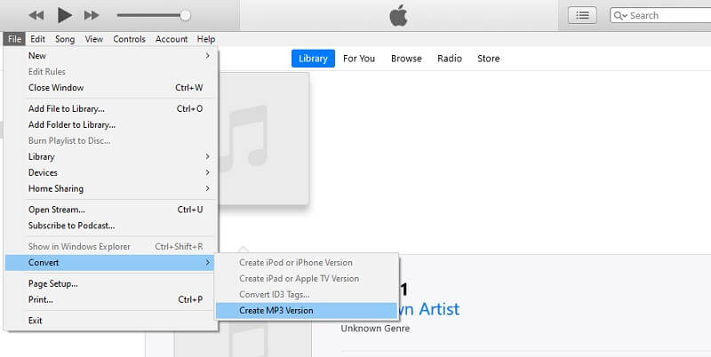iTunes convierte AIFF AIFF a MP3