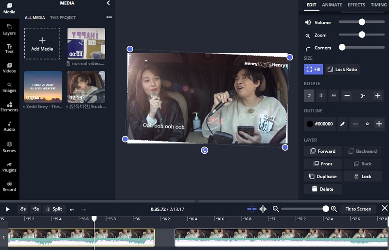 Kapwing Rotate วิดีโอ MP4 หมุนหมุน