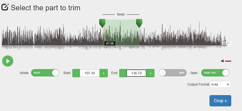 Online audio MP3 Cutter Rozhraní MP3 Cutter