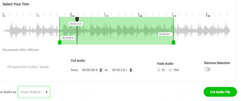 Интернет-интерфейс MP3-резака Auido Trimmer