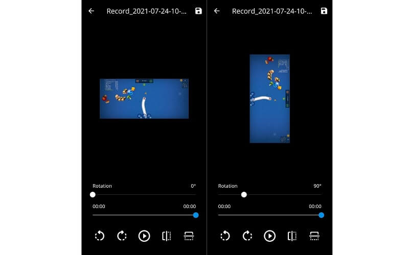 Video Flip -grensesnitt Video Rotate App
