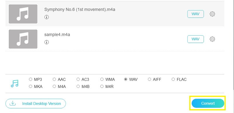 Vidmore Foac конвертировать M4A M4A в WAV