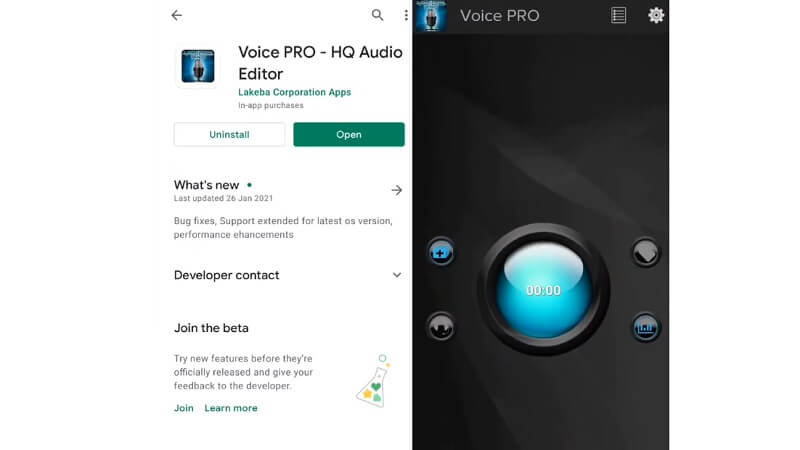 Voice PRO HQ Audio Editor Interface Auido trimer