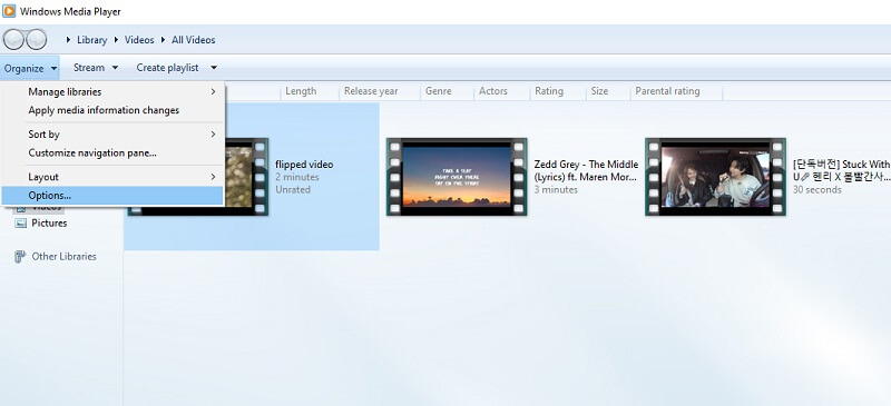 Windows Media Player Vælg Valgmuligheder WMA til MP3