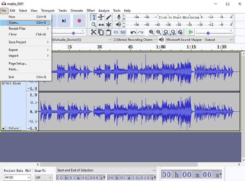 Converter usando o Audacity