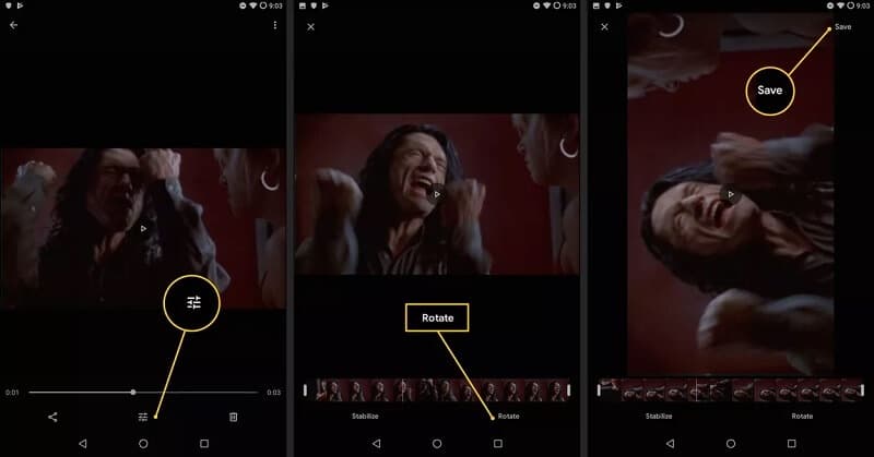 Google -kuvat Kuinka kääntää videota Androidissa