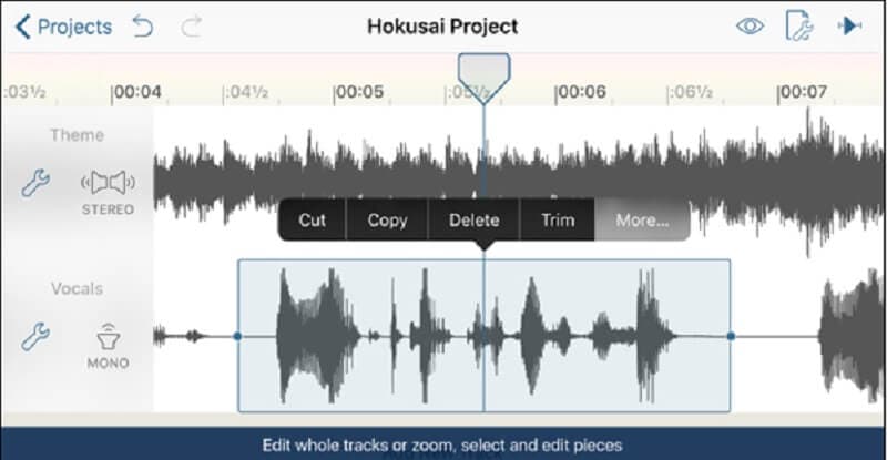 Editor de áudio Hokusai iPhone