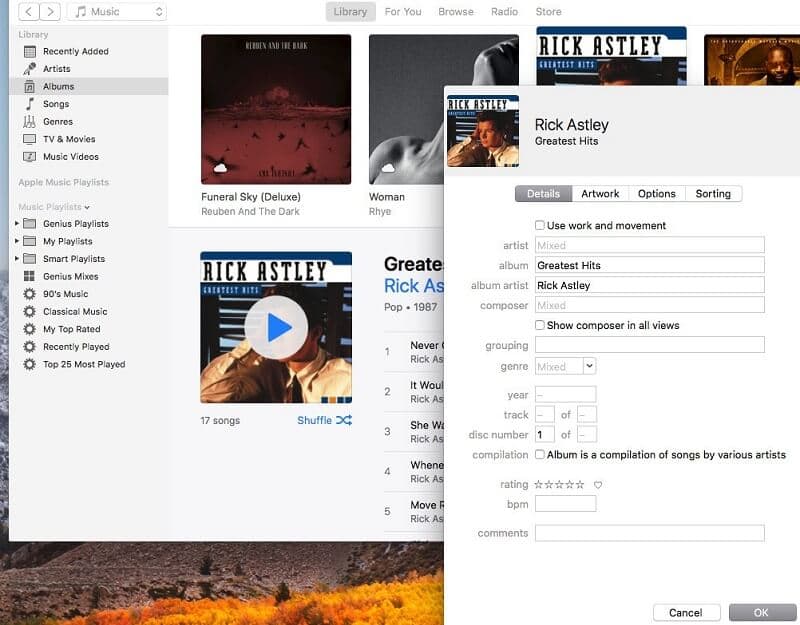 iTunes Editează fișiere MP3