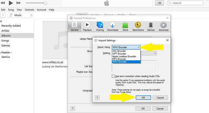 iTunes Import Using Option