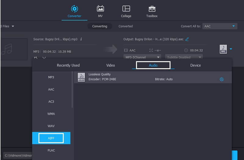 Vidmore 选择 AIFF