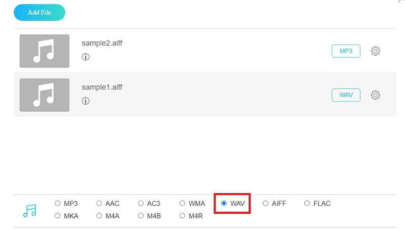 Vidmore Fac Выбрать формат WAV