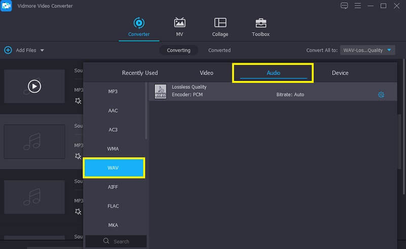 Vidmore Vc Seleziona formato