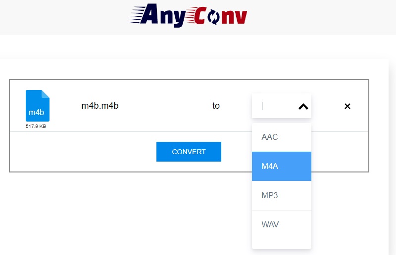 Anyconv कन्वर्ट M4B ऑनलाइन