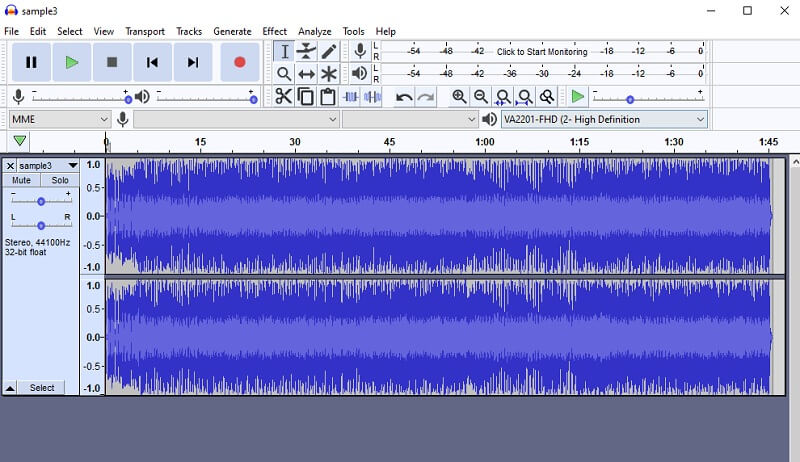 Antarmuka Konversi Audacity