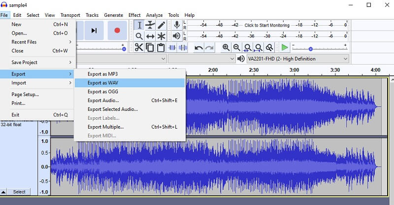 Audacity Konvertera M4R till WAV