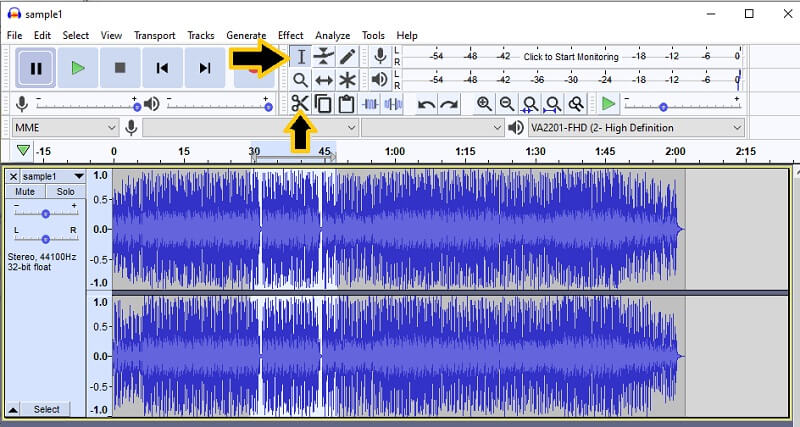 Audio cortado de Audacity