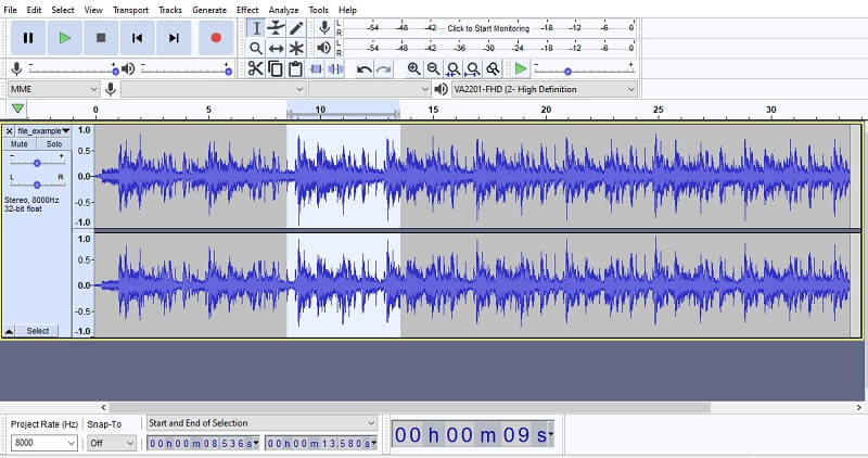 Audacity Cut tệp M4A