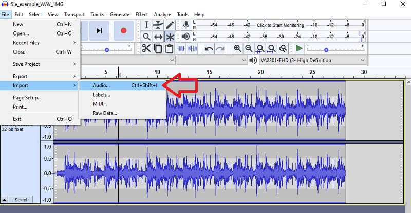 Audacity nhập phương tiện