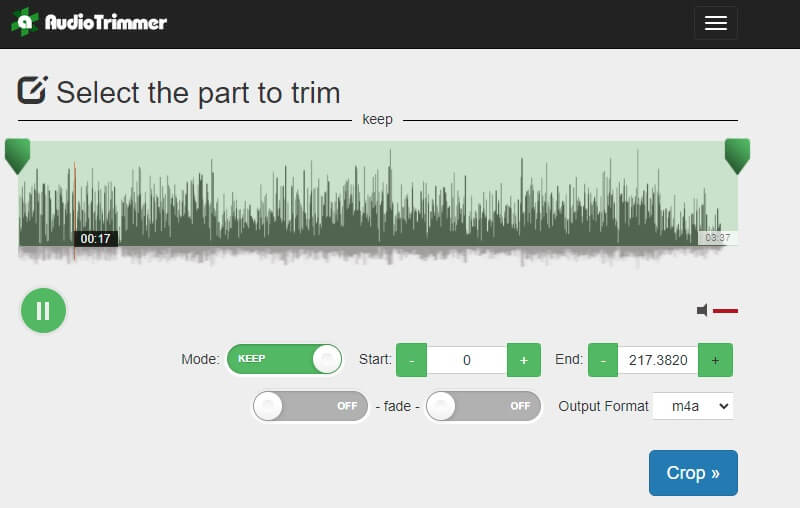 Audio Trimmer Επεξεργασία διεπαφής M4A