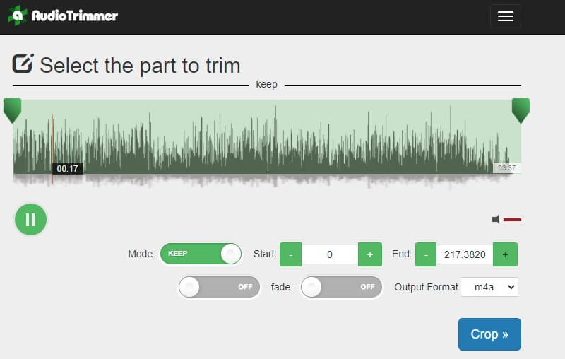 Interfaz Audio Trimmer Edit M4A