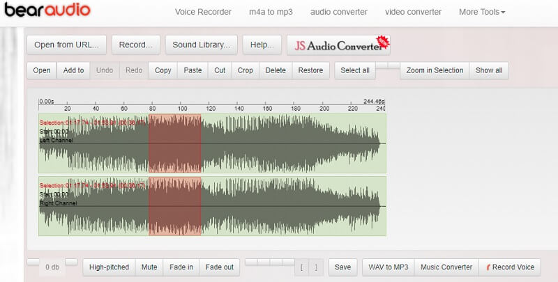 Webové rozhraní nástroje Bear Audio Tool